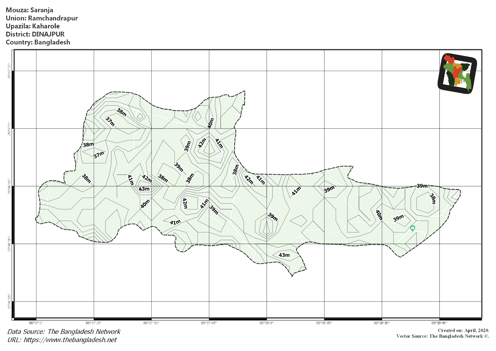 Map of Saranja Mouza of Kaharole Upazila, DINAJPUR Map of Saranja Mouza of Kaharole Upazila, DINAJPUR, Bangladesh.