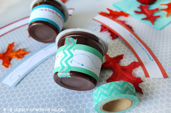 how to apply joke wraps on pudding cups, Hershey's pudding, leaves