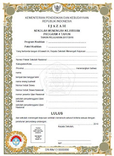 Blangko Ijazah SMK 2018 Kurikulum 2013, 3 Tahun Blangko Ijazah SMK 2018 Kurikulum 2013, 3 Tahun