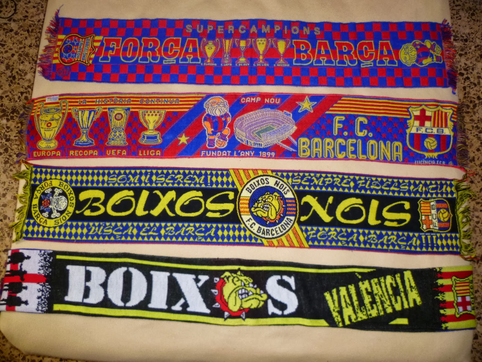 Bufandas de gargol5: Boixos nois, Ultras Levante, La Curva RCDE y Jove