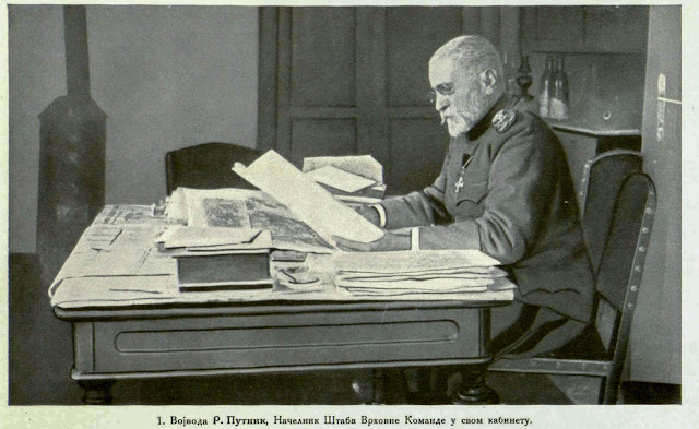 Fieldmarshal Putnik, Chief of the General Staff at Head Quarters, in his study