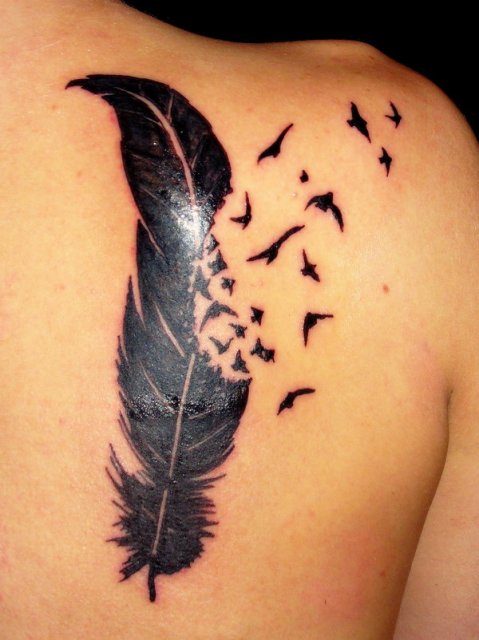 Tattoo Designs: Feather Bird Tattoo