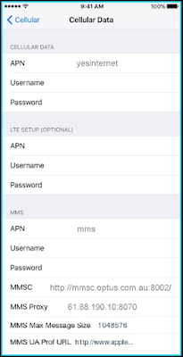 New InterNode apn settings iPhone