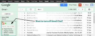 Want to turn off Gmail chat