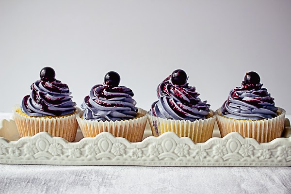Lemon Cupcakes with Blueberry Buttercream