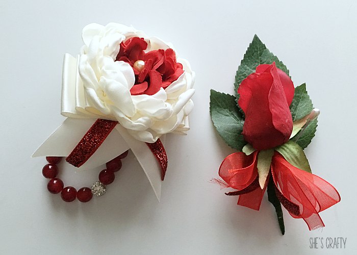April Favorites - corsage and boutonniere from Hobby Lobby
