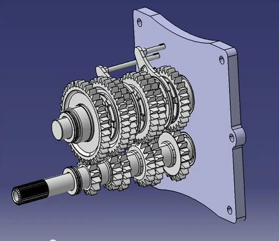 R18 Gearbox 3D Animation created from a CATIA V5.  Drawing and Graphics