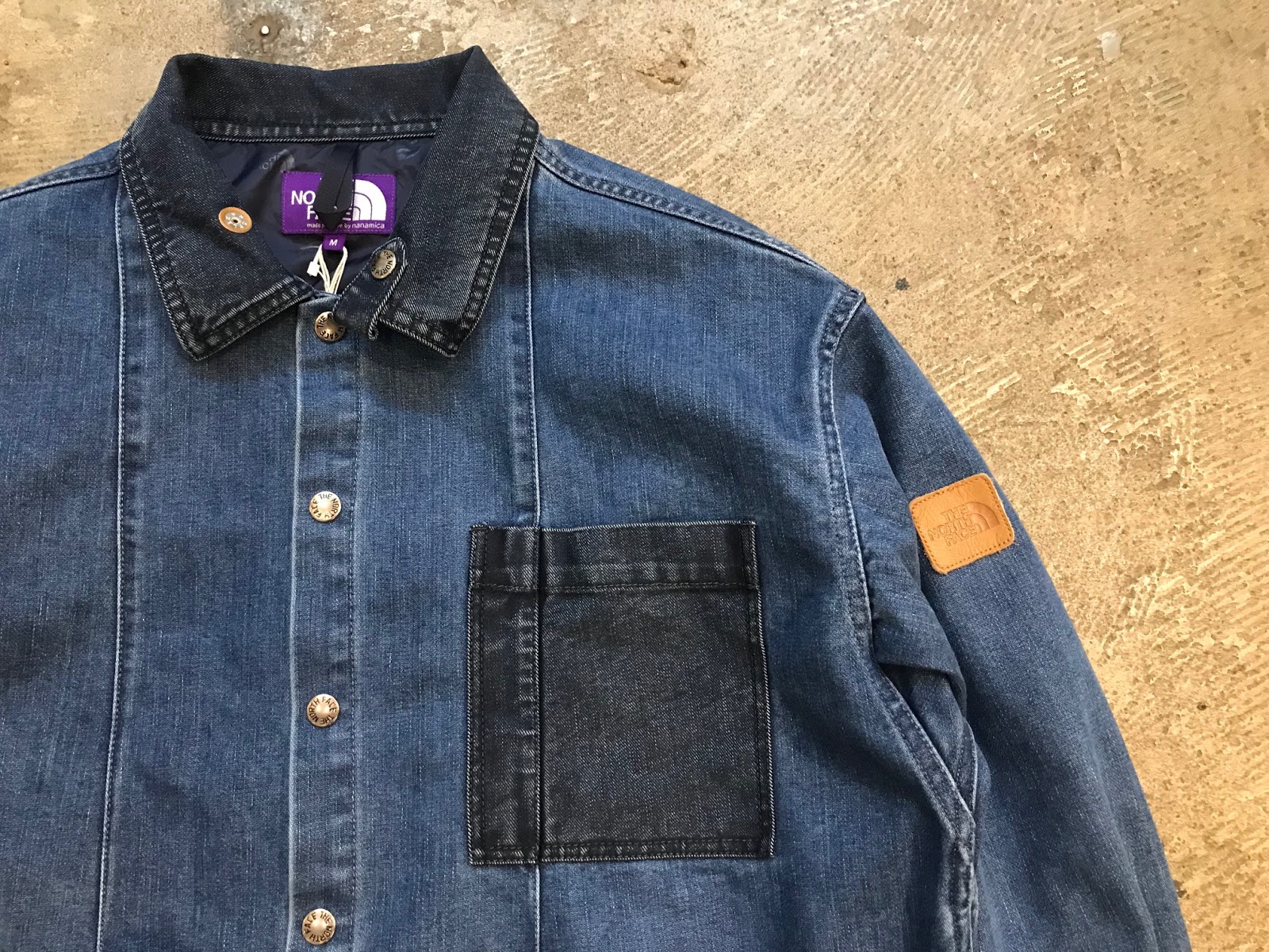 the north face purple label broken twill denim shirt jacket
