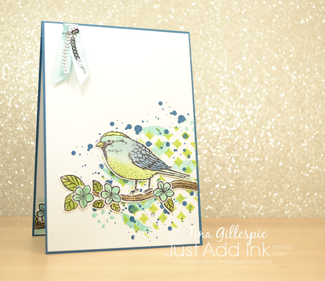 scissorspapercard, Stampin' Up!, Just Add Ink, Best Birds, Swirly Bird, Playful Backgrounds, Embossing Paste