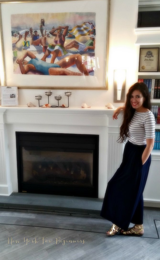 Catching my breath at the library inside Southampton Inn, a boutique hotel in the Hamptons