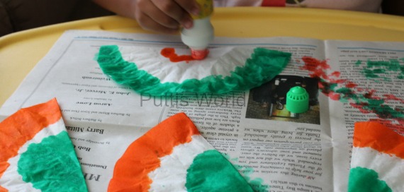 Kids Patriotic Craft - India Flag Coffee Filter Bunting
