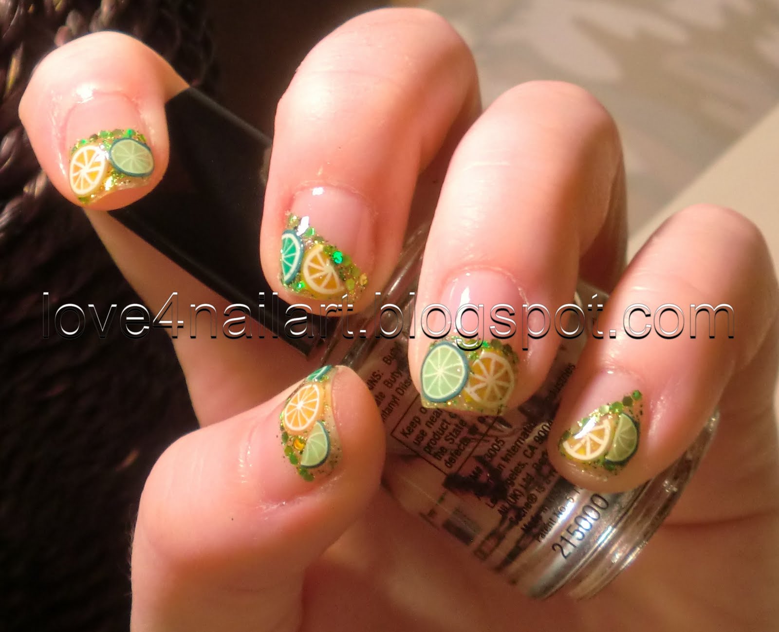 Love4NailArt: Flirty Citrus Fimo Spring Nails - Natural Nail Design