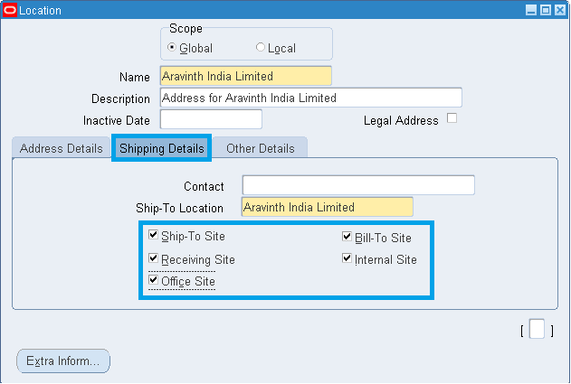Oracle Applications - Functional: Defining Location in Oracle Apps