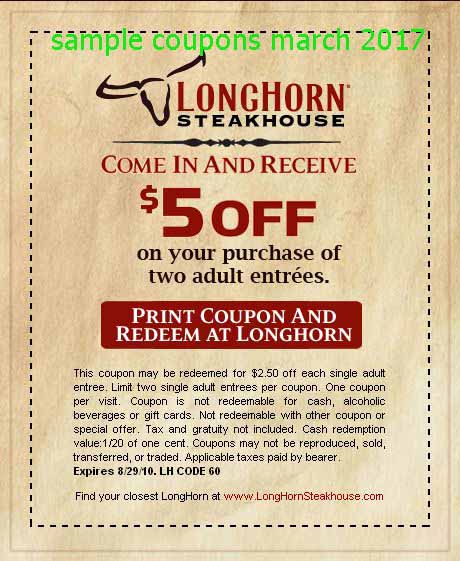 Longhorn steakhouse coupon codes