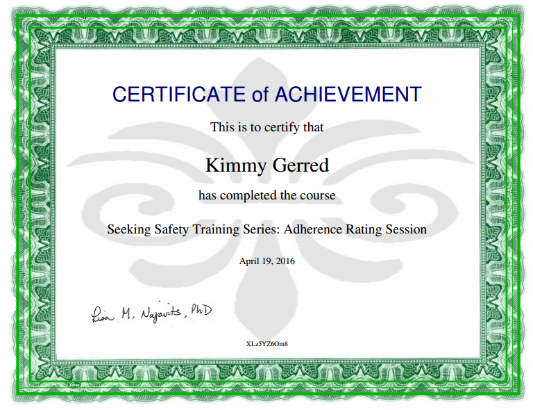 Recovery & Resilience Seeking Safety Coping Skills List