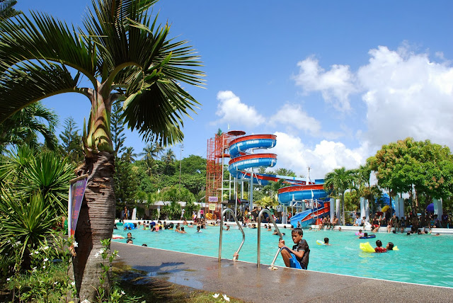 Long slide with loops at Villa del Prado beach resort