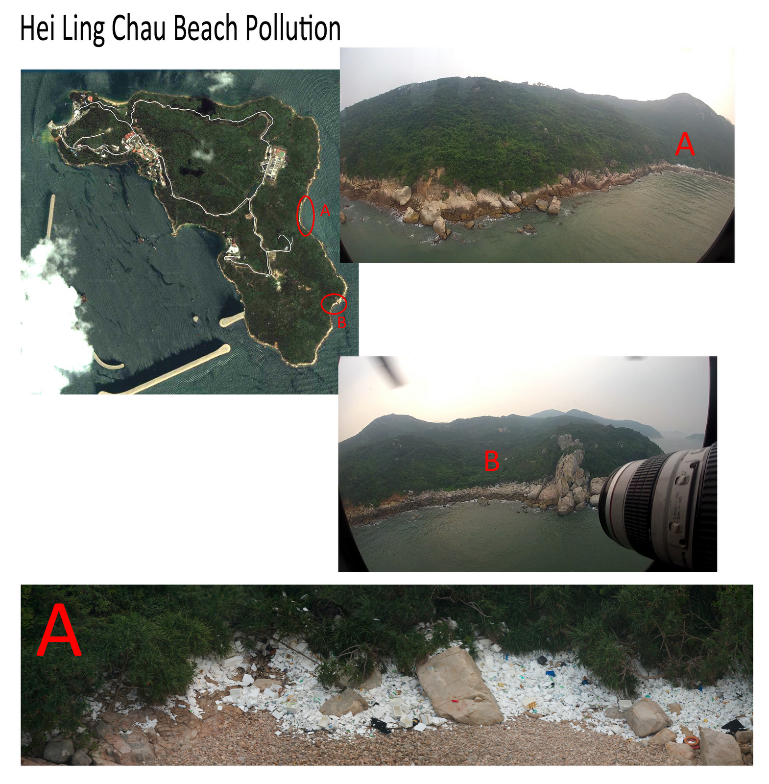 Hong Kong Coast Watch Plastic Nurdle spill Hei Ling Chau, Hong Kong.
