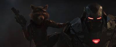 Bradley Cooper as Rocket Racoon and Don Cheadle as War Machine in Marvel's "Avengers: Endgame"