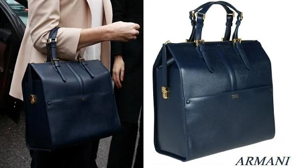 Princess Charlene and Armani Bag, Monaco Princess Charlene style and fashions Armani Bag in blue