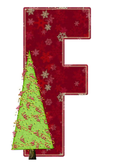 Alfabeto Rojo Navideño con Árbol de Navidad.