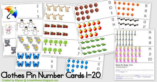 Preschool math and Kindergarten math should be fun and hands on. These bright and colorful clothes pin number cards are perfect for helping your student master number recognition from 1-20. Get your free printable and easily print your own set or pin now and print later.