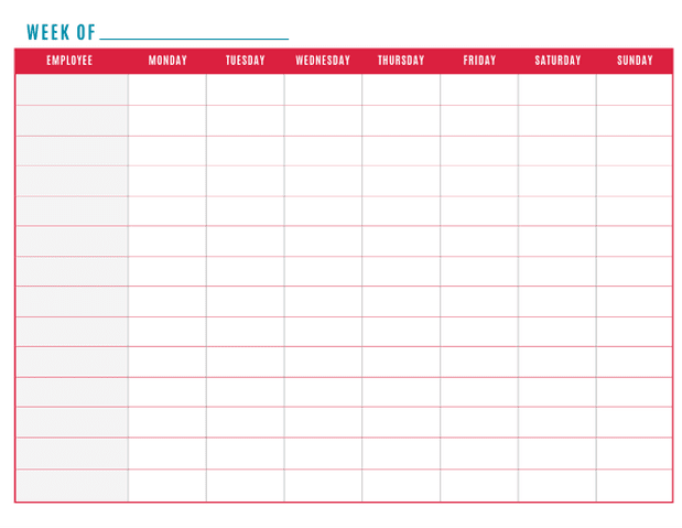 free printable weekly work schedule template employees work schedule templates free