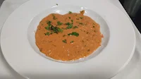 Red colour batter with basil leave garlic Food Recipe