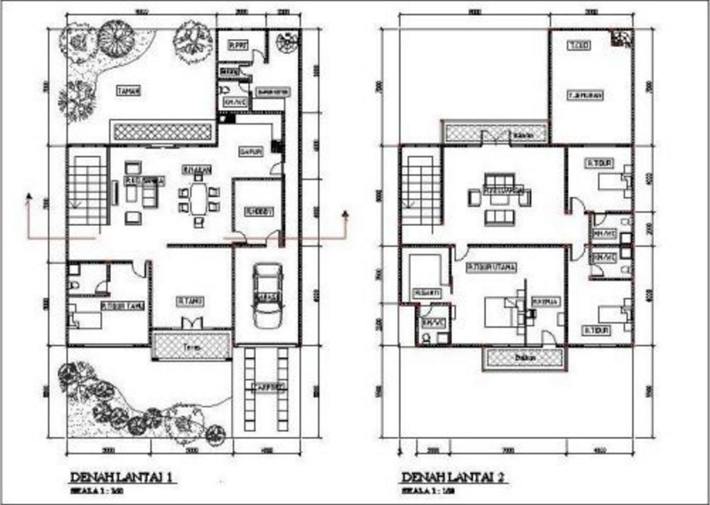 Rancangan Denah Rumah Modern 2 Lantai Idaman