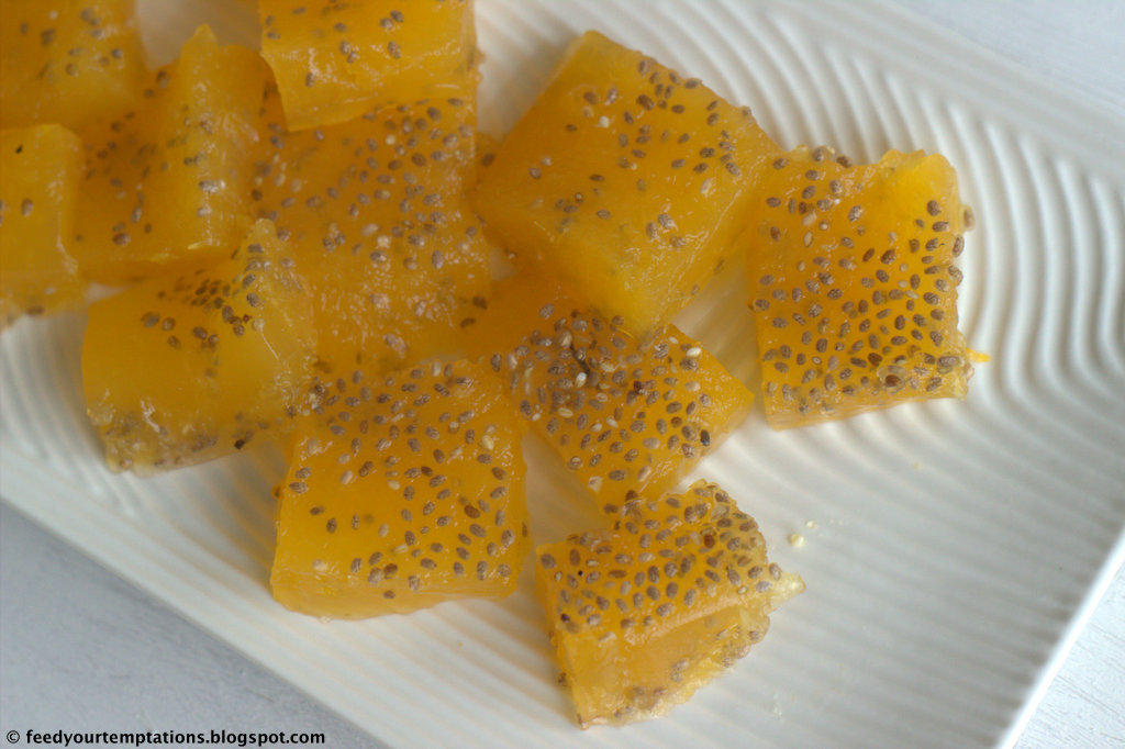 Orange jello with freshly squeezed juice and chia seeds