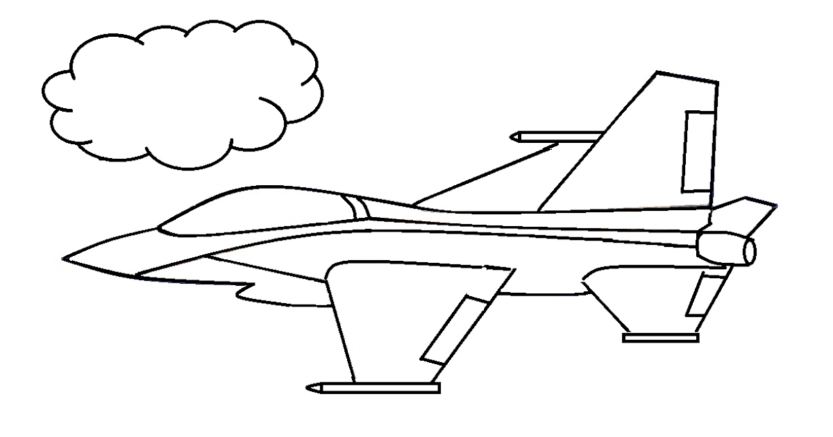 Gambar 2 - Gambar Pesawat Jet Untuk Mewarnai