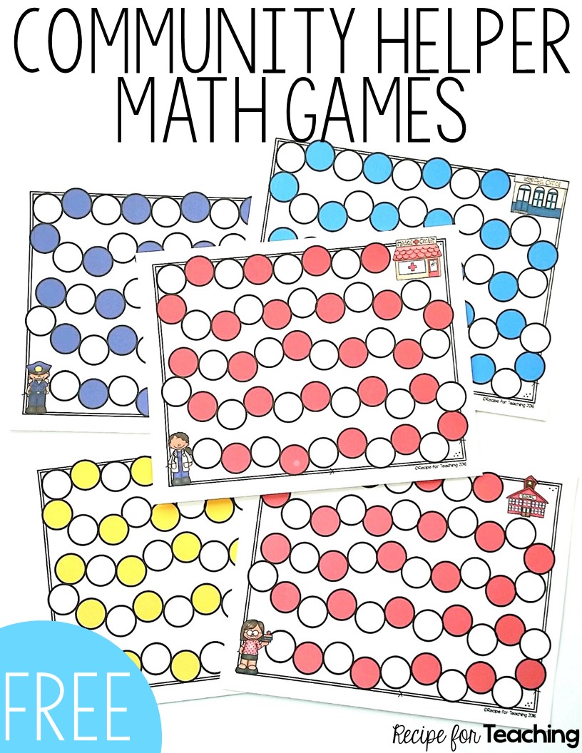 Community Helper Math Games - Recipe for Teaching