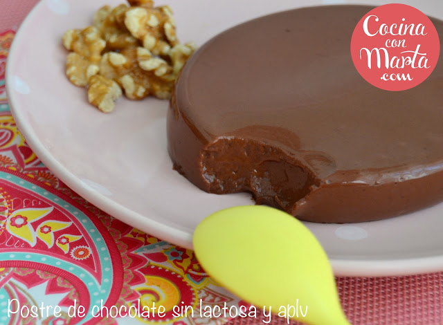 postre chocolate para intolerantes a la lactosa, alérgicos a la proteína de la leche de la vaca, alergia al huevo, cacao, receta fácil, rápida, sencilla, casera, Cocina con Marta