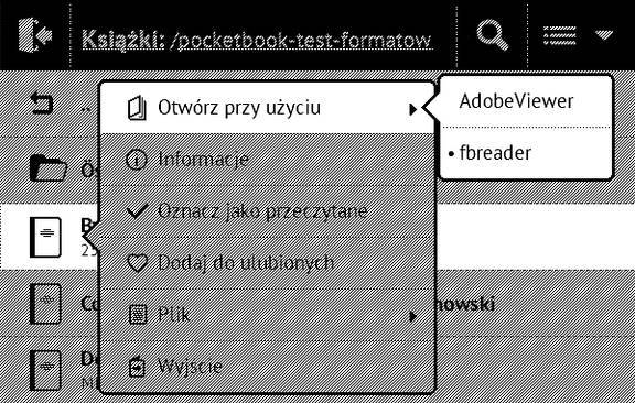 PocketBook Basic Touch 2 Save & Safe – menu wyboru aplikacji