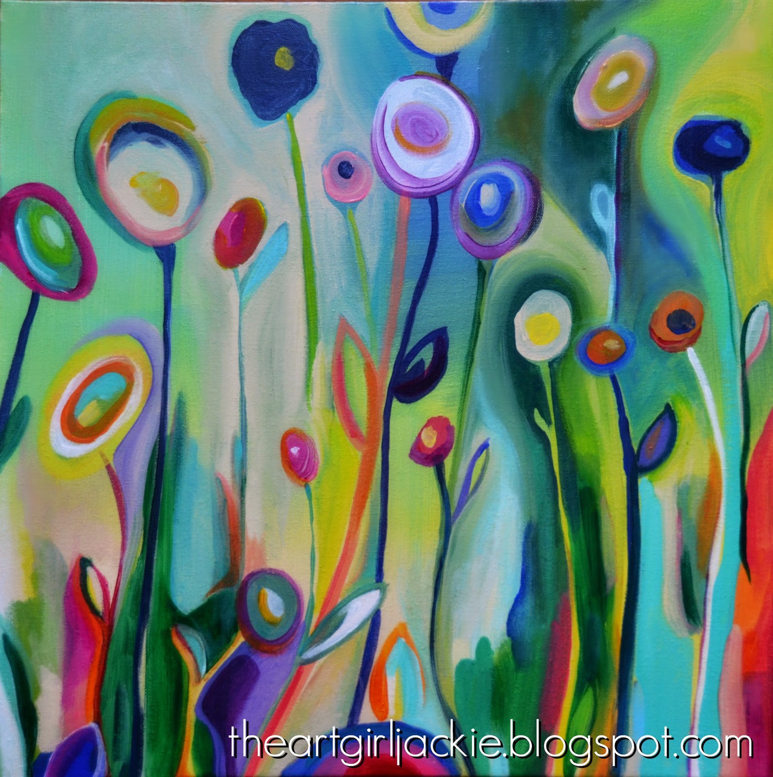 The Art Girl Jackie: Colorful Abstract Flower Painting