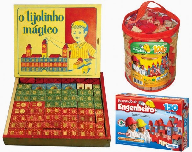 Brinquedo de Tijolinhos de Madeira dos anos 60.