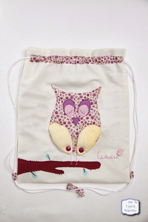 Mochila guardería buho morado 