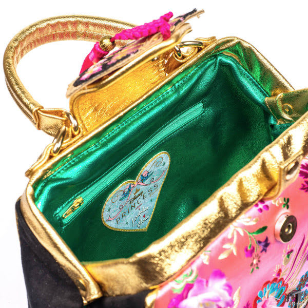 Irregular Choice Let Dreams Blossom Bag lining opening open handbag showing lining, fastenings and handle