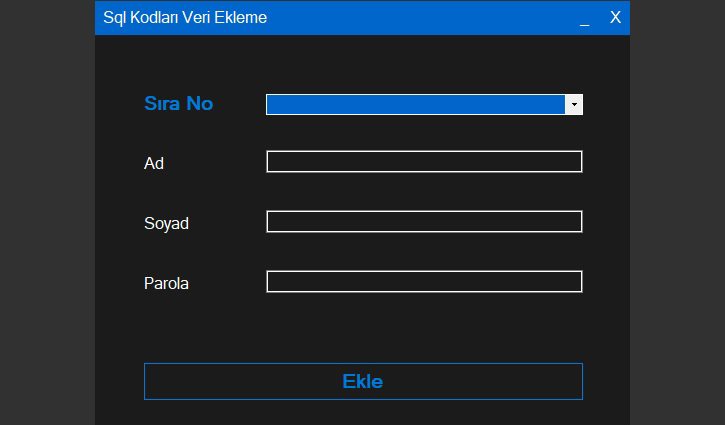 C Sql Veri Ekleme Komutu