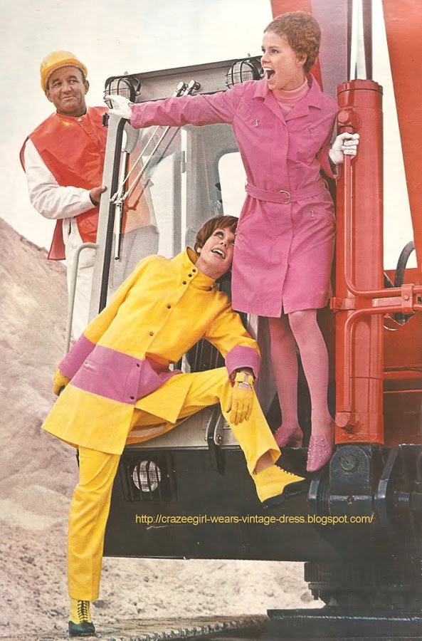 HAUSER SPORT raincoat 1967 pink yellow 60s 1960
