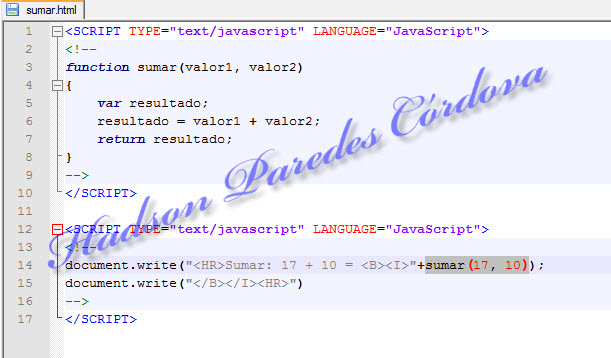Suma de dos valor con JavaScript aplicando el Objeto Function