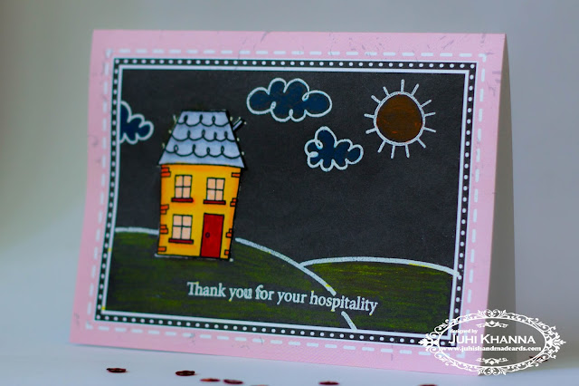 A bright and happy handmade card using Jane's Doodles Home Sweet Home stamp set.