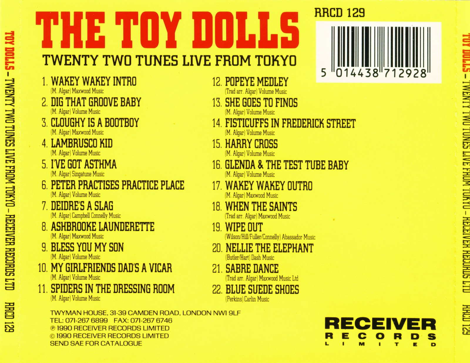 music ruined my life The Toy Dolls TwentyTwo Tunes from Tokyo (1990)