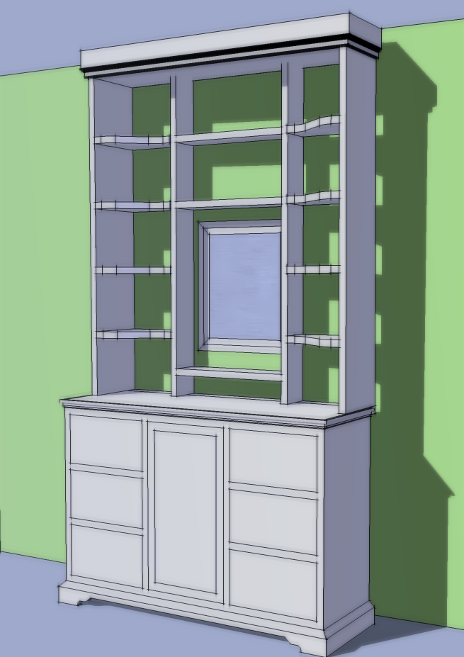 below: a design for some bedroom shelves