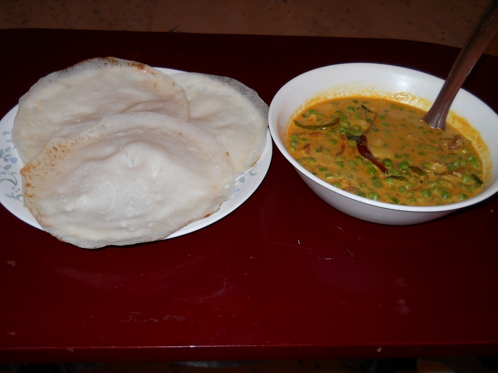 Recipes Appam and Green peas curry
