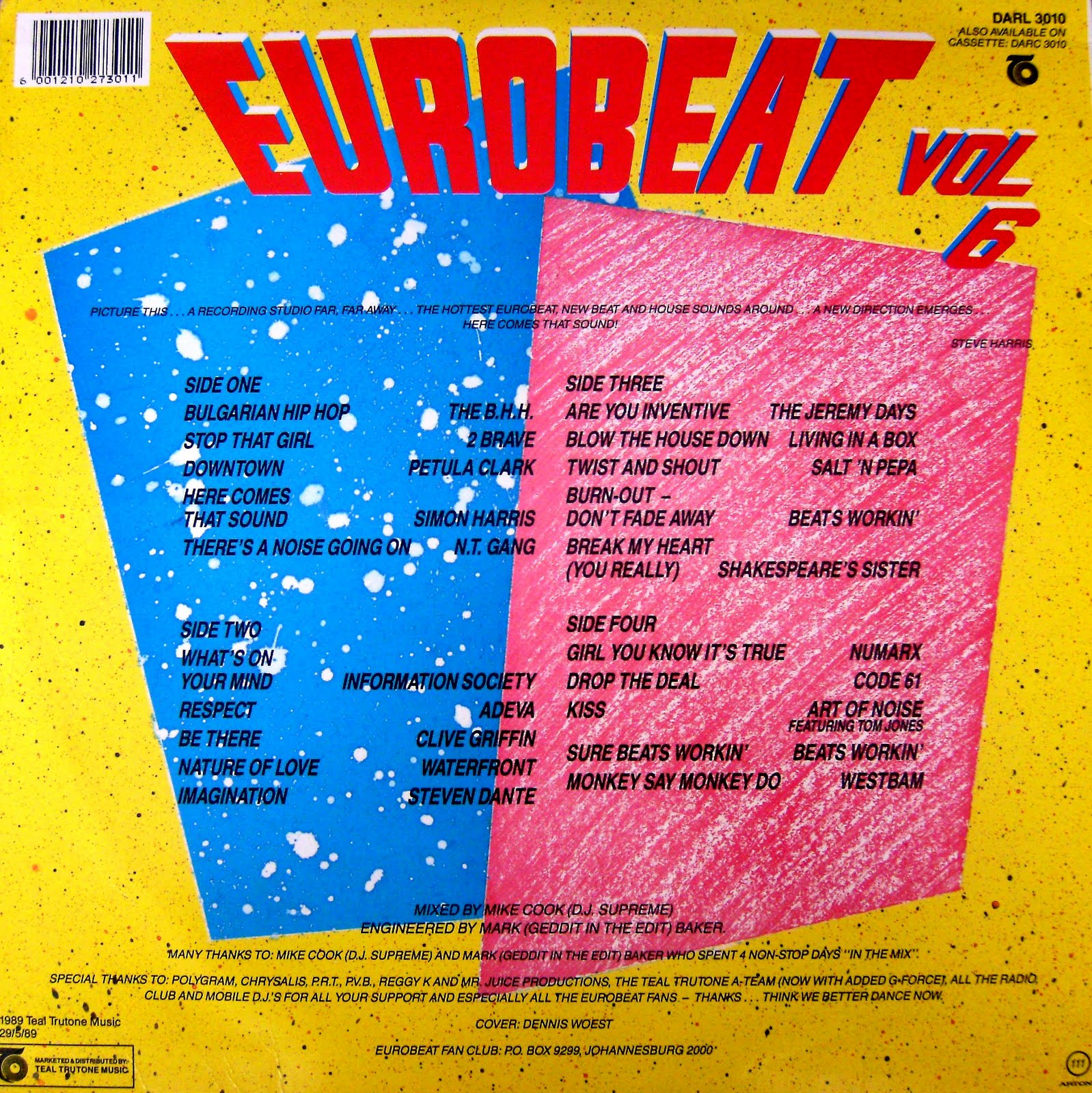 Retro Disco Hi Nrg Eurobeat Volume 6 90 Minute Non Stop Dance Remix 2lp Set 1989 Various