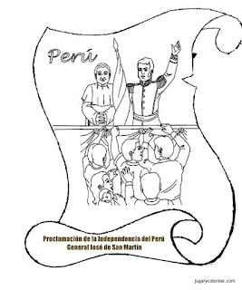 Dibujos para colorear Independencia de Perú