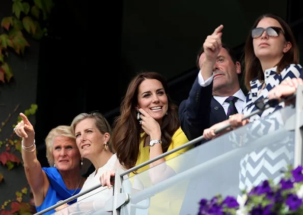 Catherine, Duchess of Cambridge and Sophie, Countess of Wessex attend day ten of the Wimbledon Tennis Championships at Wimbledon