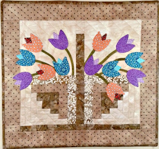 tulip basket mini quilt applique pattern
