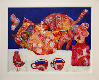 Витвинова Е.П. Чайный кот, х. на карт., акрил, 35х45, 2016