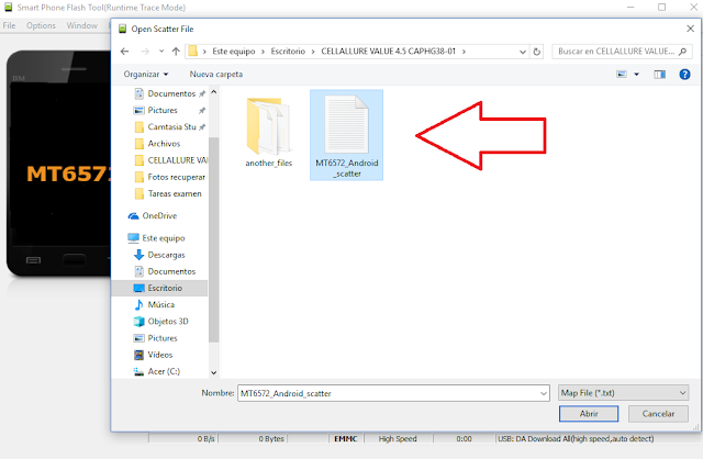 Cómo cargar archivo scatter a SP Flash Tool